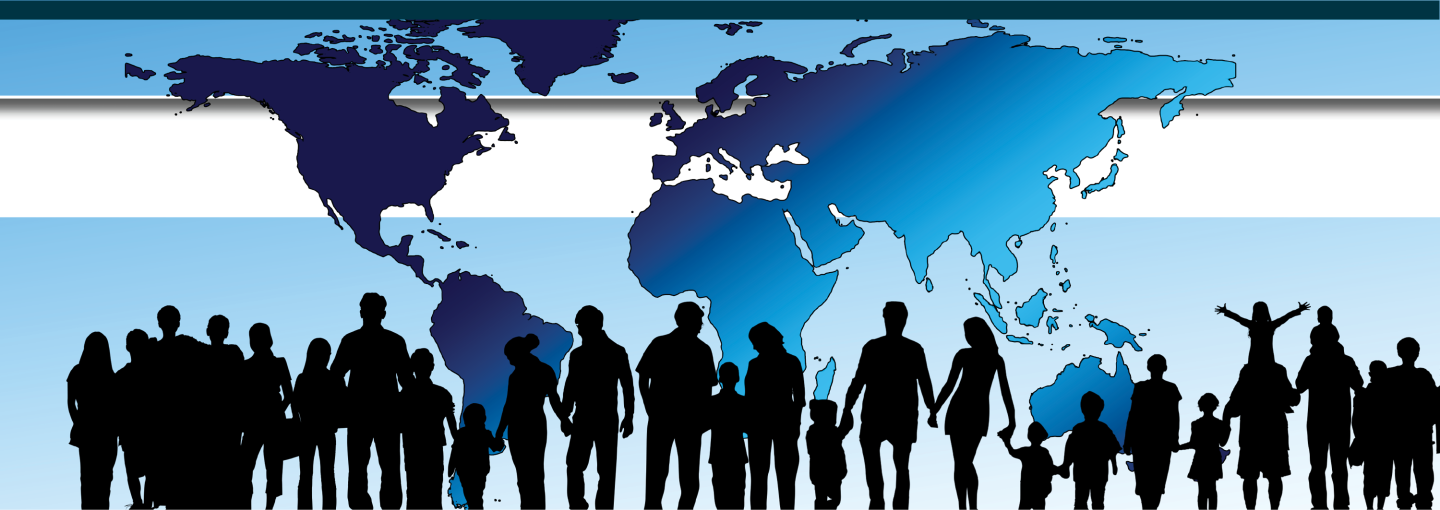 Discussion on Cuts to U.S. Foreign Aid—and the Future of Foreign Aid Image - global map and silhouettes of people